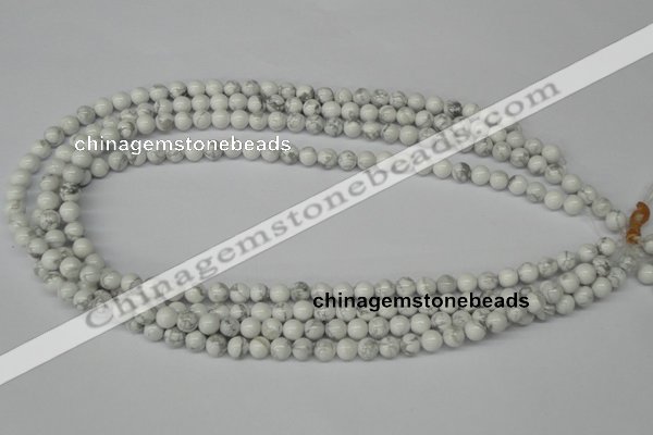 CRO55 15.5 inches 6mm round white howlite turquoise beads wholesale