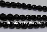 CRO702 15.5 inches 6mm – 14mm faceted round black agate beads