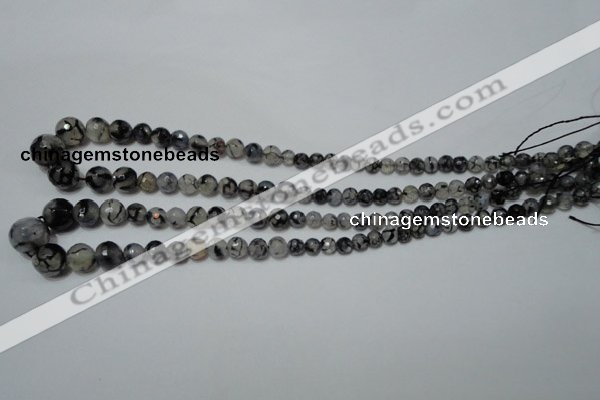 CRO704 15.5 inches 6mm – 14mm faceted round dragon veins agate beads