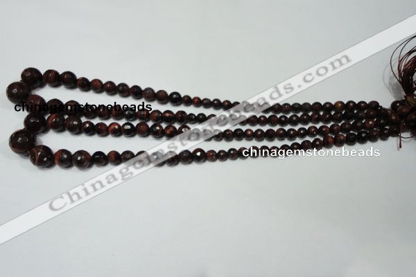 CRO708 15.5 inches 6mm – 14mm faceted round red tiger eye beads