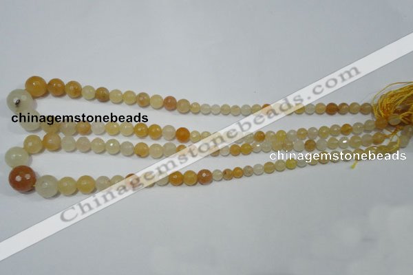 CRO726 15.5 inches 6mm – 14mm faceted round yellow jade beads