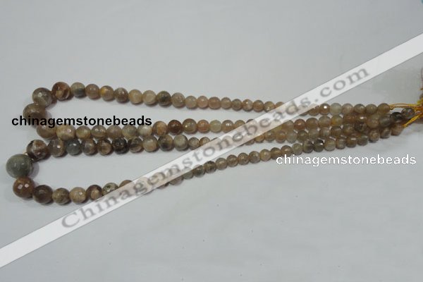 CRO730 15.5 inches 6mm – 14mm faceted round moonstone gemstone beads