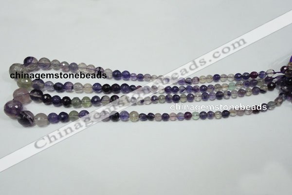 CRO731 15.5 inches 6mm – 14mm faceted round fluorite gemstone beads