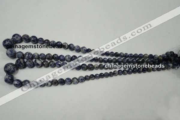 CRO733 15.5 inches 6mm – 14mm faceted round blue spot stone beads