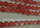 CRO745 15.5 inches 6mm – 14mm faceted round cherry quartz beads