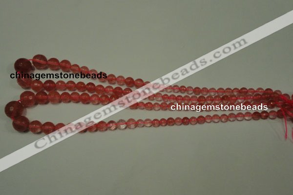 CRO745 15.5 inches 6mm – 14mm faceted round cherry quartz beads