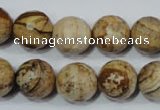 CRO765 15.5 inches 14mm faceted round picture jasper beads wholesale