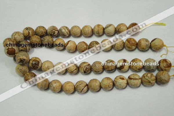 CRO766 15.5 inches 16mm faceted round picture jasper beads wholesale