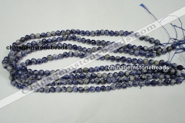 CRO771 15.5 inches 6mm faceted round blue spot stone beads wholesale