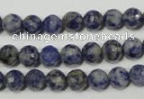 CRO772 15.5 inches 8mm faceted round blue spot stone beads wholesale