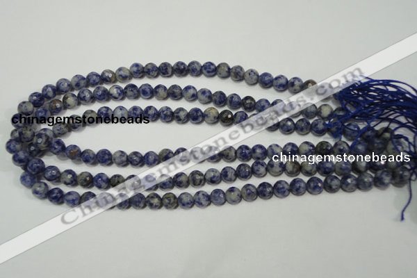 CRO772 15.5 inches 8mm faceted round blue spot stone beads wholesale