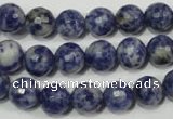 CRO773 15.5 inches 10mm faceted round blue spot stone beads wholesale