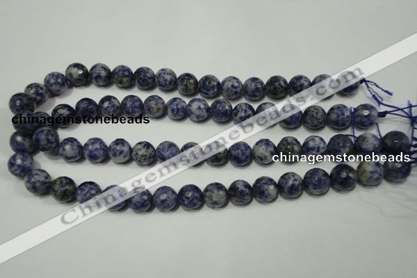 CRO774 15.5 inches 12mm faceted round blue spot stone beads wholesale