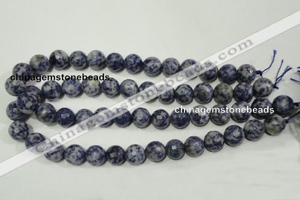 CRO775 15.5 inches 14mm faceted round blue spot stone beads wholesale