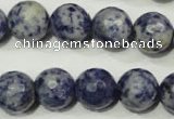 CRO776 15.5 inches 16mm faceted round blue spot stone beads wholesale