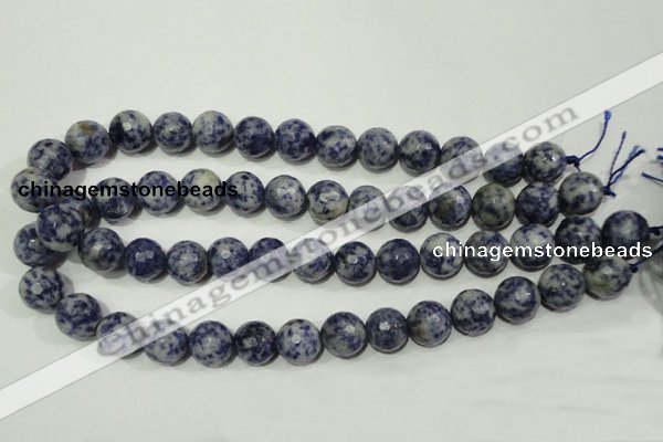 CRO776 15.5 inches 16mm faceted round blue spot stone beads wholesale