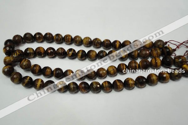 CRO784 15.5 inches 12mm faceted round yellow tiger eye beads wholesale