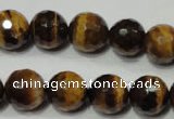 CRO785 15.5 inches 14mm faceted round yellow tiger eye beads wholesale