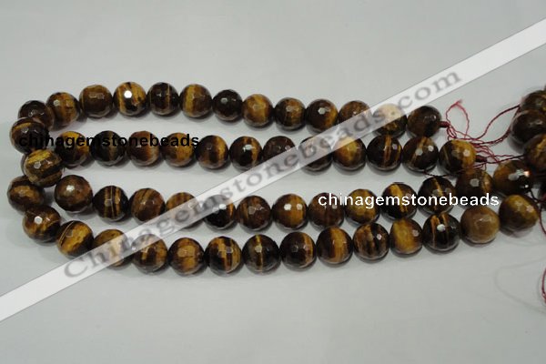 CRO785 15.5 inches 14mm faceted round yellow tiger eye beads wholesale