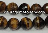 CRO786 15.5 inches 16mm faceted round yellow tiger eye beads wholesale