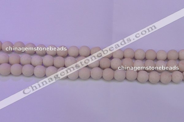 CRO790 15.5 inches 4mm round matte rice white fossil beads