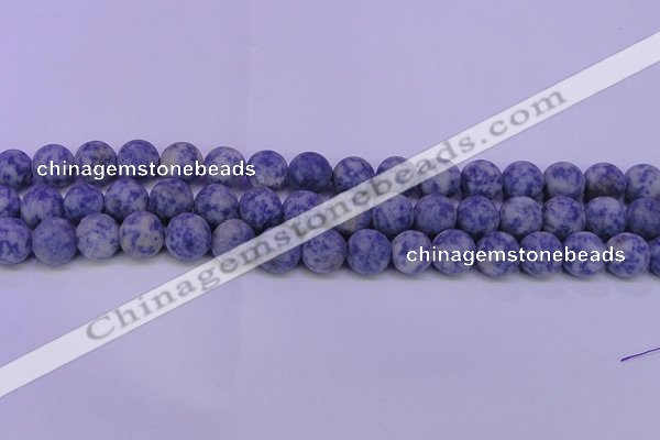 CRO851 15.5 inches 6mm round matte blue spot beads