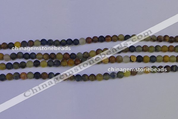 CRO910 15.5 inches 4mm round matte golden pietersite beads