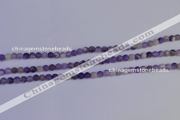 CRO920 15.5 inches 4mm round matte dogtooth amethyst beads