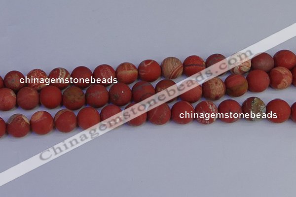 CRO935 15.5 inches 14mm round matte red jasper beads wholesale