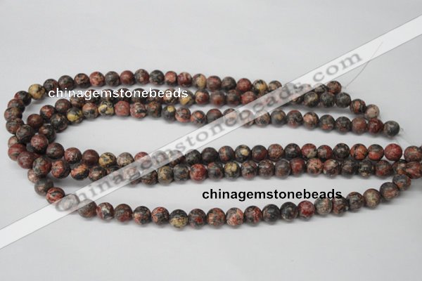 CRO94 15.5 inches 8mm round red leopard skin jasper beads wholesale