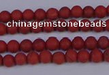 CRO940 15.5 inches 4mm round matte red jasper beads wholesale