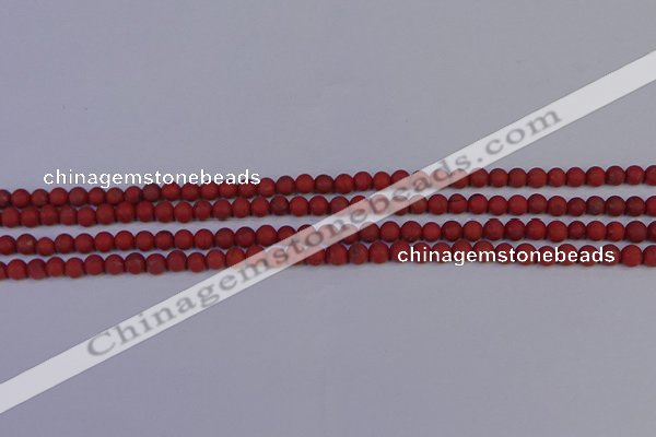 CRO940 15.5 inches 4mm round matte red jasper beads wholesale