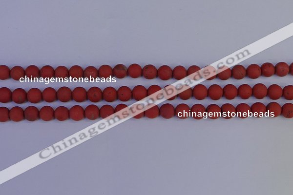 CRO942 15.5 inches 8mm round matte red jasper beads wholesale