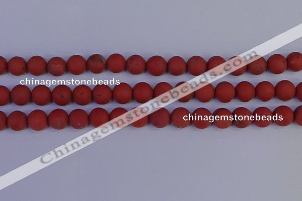 CRO945 15.5 inches 14mm round matte red jasper beads wholesale