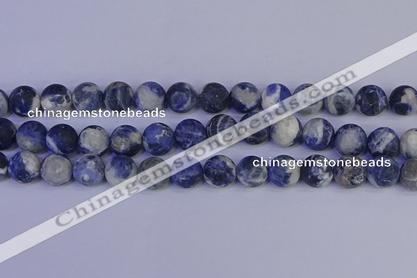 CRO955 15.5 inches 14mm round matte sodalite beads wholesale