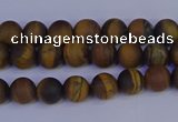 CRO960 15.5 inches 4mm round matte yellow tiger eye beads wholesale