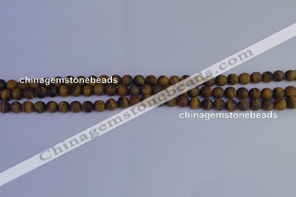 CRO960 15.5 inches 4mm round matte yellow tiger eye beads wholesale