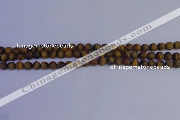 CRO961 15.5 inches 6mm round matte yellow tiger eye beads wholesale