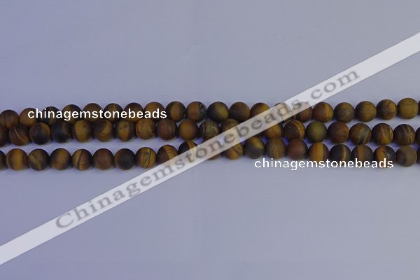 CRO962 15.5 inches 8mm round matte yellow tiger eye beads wholesale