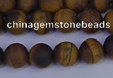 CRO963 15.5 inches 10mm round matte yellow tiger eye beads wholesale