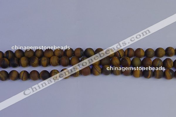 CRO963 15.5 inches 10mm round matte yellow tiger eye beads wholesale