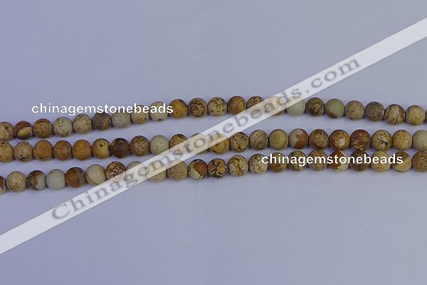 CRO971 15.5 inches 6mm round matte picture jasper beads wholesale