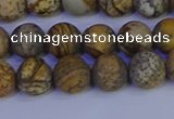 CRO972 15.5 inches 8mm round matte picture jasper beads wholesale