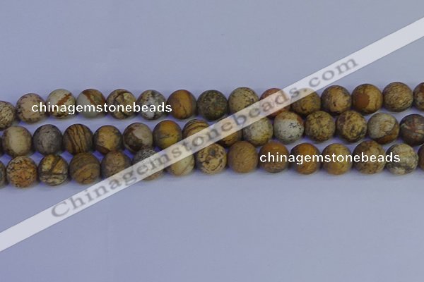 CRO974 15.5 inches 12mm round matte picture jasper beads wholesale