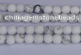 CRO980 15.5 inches 4mm round matte white howlite beads wholesale