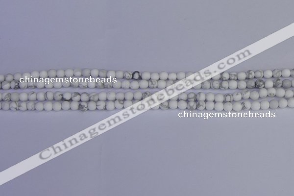 CRO980 15.5 inches 4mm round matte white howlite beads wholesale