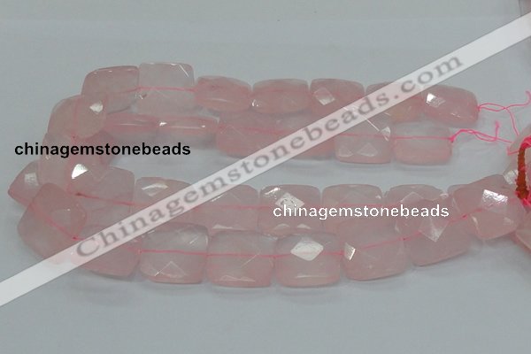 CRQ102 15.5 inches 25*25mm faceted square natural rose quartz beads