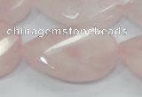 CRQ103 15.5 inches 30*40mm twisted teardrop natural rose quartz beads