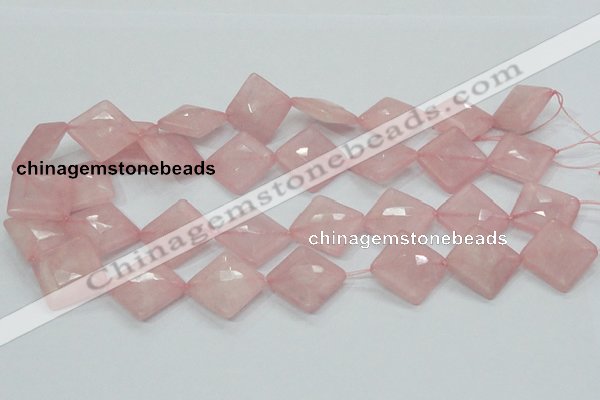 CRQ107 15.5 inches 20*20mm faceted diamond natural rose quartz beads