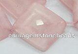 CRQ108 15.5 inches 30*30mm faceted diamond natural rose quartz beads